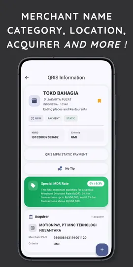 Tampilan informasi merchant QRIS