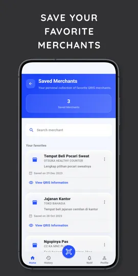 Tampilan daftar merchant favorit
