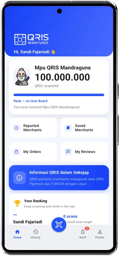 Tampilan aplikasi QRIS wantuno
